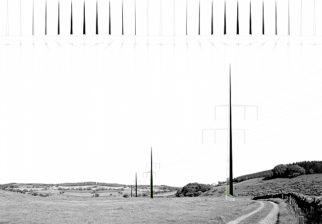 P12 Ian Ritchie Architects - Silhouette Team: Ian Ritchie Architects, Jane Wernick Associates and Ann Christopher, Sculptor Producing a dynamic silhouette, the pylon exaggerates its reach to the sky, sometimes appearing as a full black lance and other times as a thin sliver, like a single brushstroke on a canvas. The pylon becomes an animated character in the landscape… part of a series or pattern… while the convex exterior skin reflects its surroundings. The landscape exists within the...