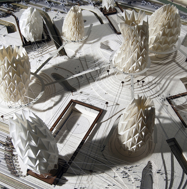 The contoured landscape underneath the knitted canopy exposes a series of interconnecting walkways that allow the Emperor’s army to scramble from one lung to another. © Thomas Hillier.