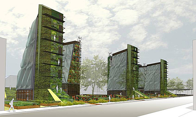 The Whittier Sustainable Food Center seeks to achieve a porous, dense, vertical form of biologically responsive architecture. Image: Daniel Toole