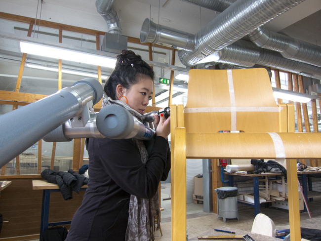 Jennifer Wong with the digitizer & Kari 3 chair
