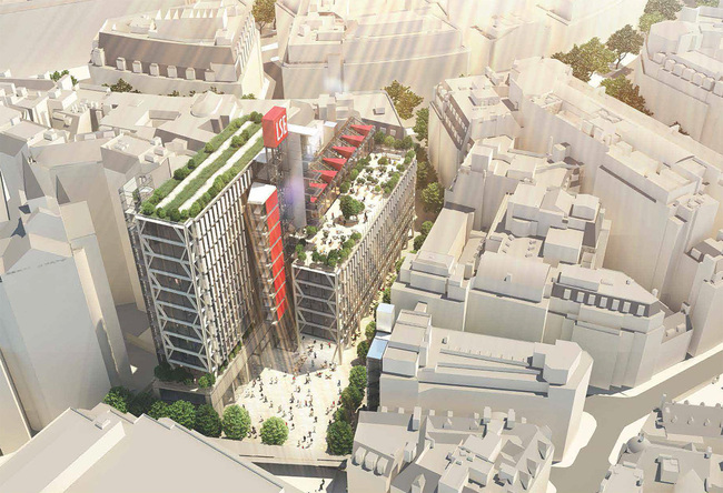 Aerial View of LSE Square by Rogers Stirk Harbour + Partners