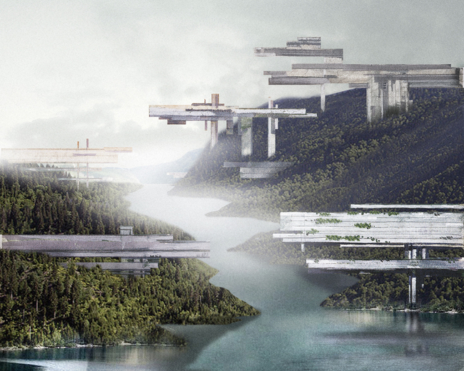 Sketch for a Futuristic City, 1928-32 Lazar Khidekel (Photomontage by WAI Thnk Tank)