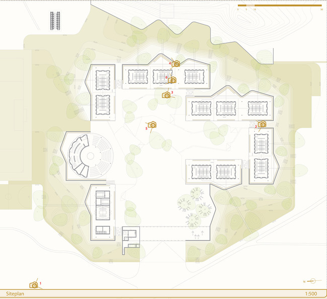 Global Holcim Awards 2012 Gold: Secondary school with passive ventilation system, Gando, Burkina Faso: Site plan. (Image © Holcim Foundation)