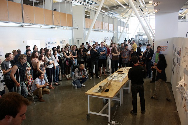 The Biodynamic Structures final review held in the CCA Nave was open to the public. Photo Credit: Andrew Kudless 