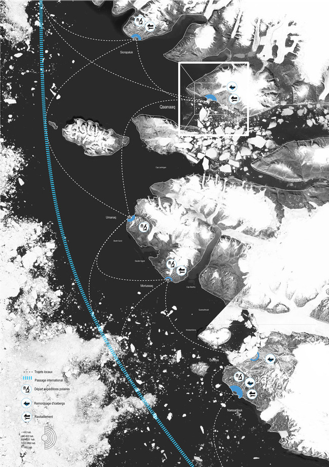 Icebergs trading post in a melting Greenland by Alexandre Braleret
