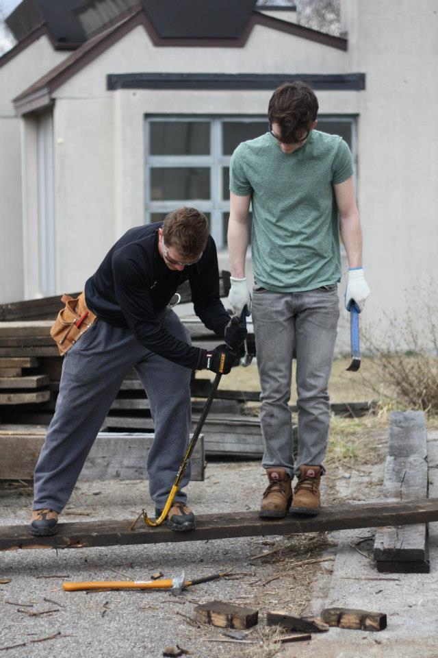 Justin helps stabilize the board for Ryan