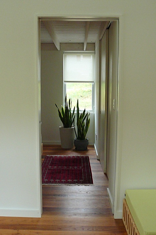 View from kitchen through bedroom window