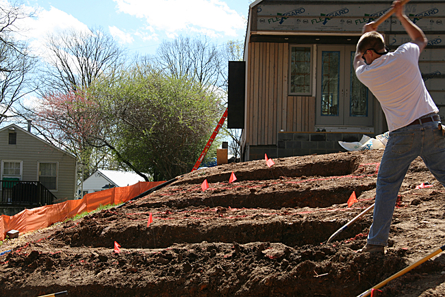 Bio-retention beds handle greywater and stormwater on-site by Master's of Landscape Architecture students