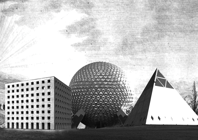 Pure 3 a.Modena Cemetery, Aldo Rossi,Modena, 1971 b.Spaceship Earth, Walt Disney Imagineering,Orlando 1983 c.Palace of Peace and Reconciliation, Foster + Partners, Astana, 2006 