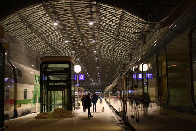 Central Railway Terminal, Helsinki. Blast off to Rovaniemi!