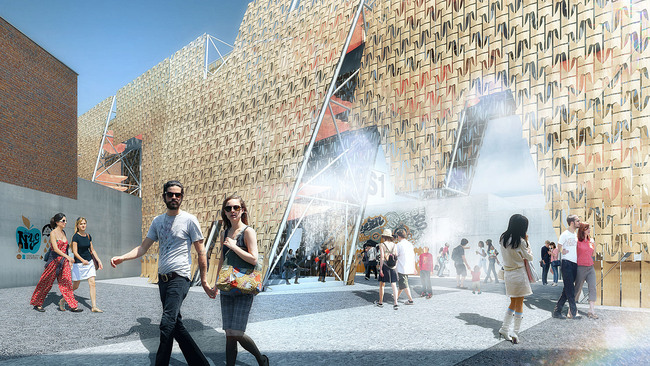 Rendering of CODA’s Party Wall. Image courtesy of CODA.