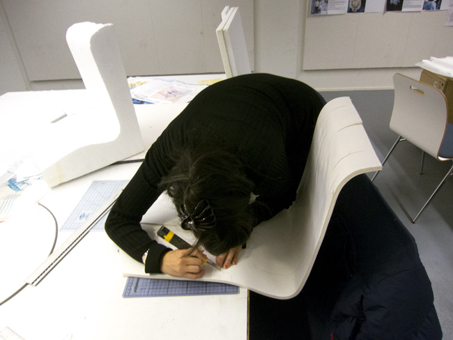 9. Jennifer Wong cutting the shell to size