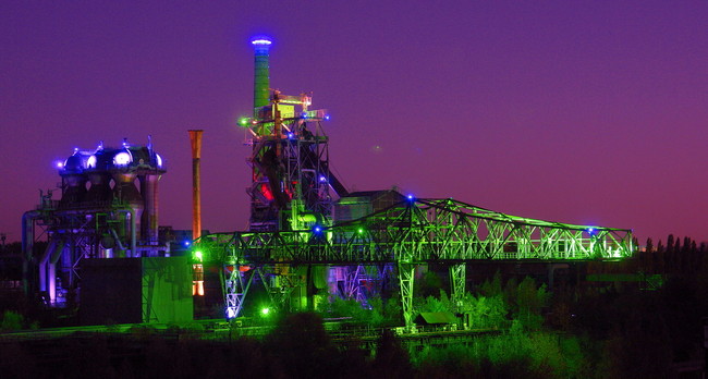 Landschaftspark Duisburg Nord by night, Germany