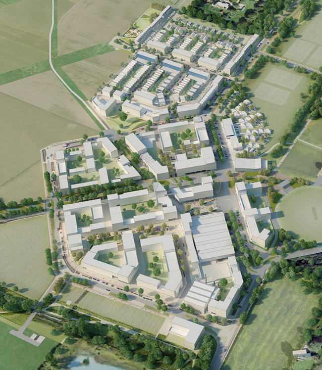 Close-up of the development area