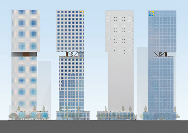 Facade, from left: west, south, east, north (Image courtesy of OMA)