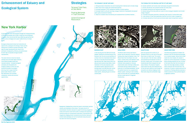HONORABLE MENTION: ENHANCEMENT OF ESTUARY AND ECOLOGICAL SYSTEM by Cooper Union Institute for Sustainable Design, USA, led by Kevin Bone along with Arnold Wu, Paul Deppe, Joe Levine, Sunnie Joh, Raye Levine, Al Appleton, and Zulaikha Ayub