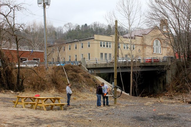 Felling a telephone pole