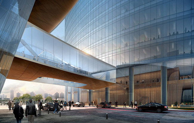 Qintai hotel drop-off (Image: Adrian Smith + Gordon Gill Architecture)