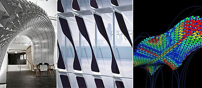 Examples of work by Pratt alumni and undergraduate architecture department faculty members Ajmal Aqtash and Richard Serrach and Pratt alumnus Tamaki Uchikawa. Photo (L): Dhanraj Emanuel. Renderings (C and R): courtesy of Form-ula. 