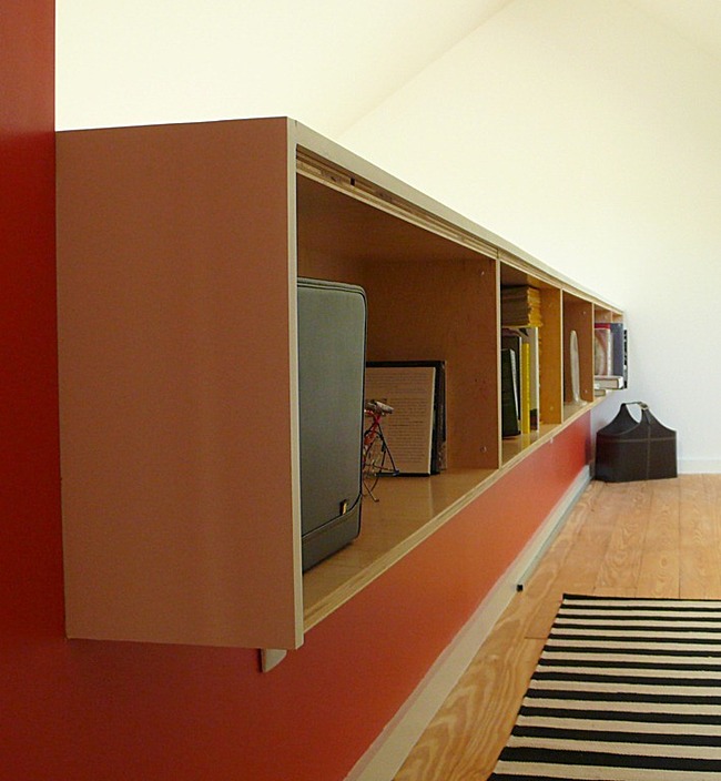Bookshelves in loft