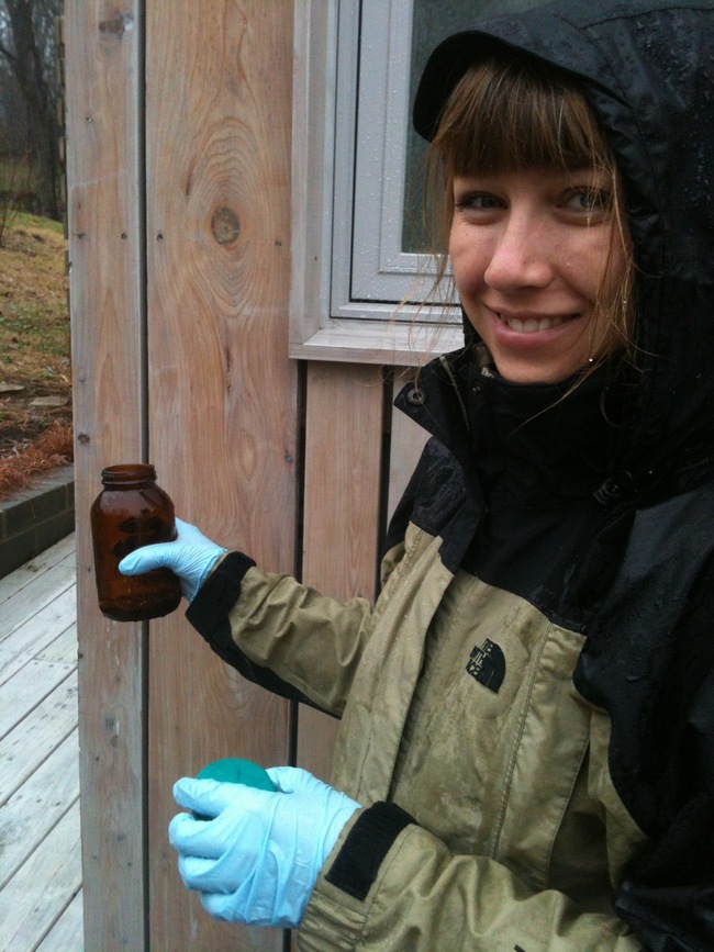 Sampling a stream of water from the roof