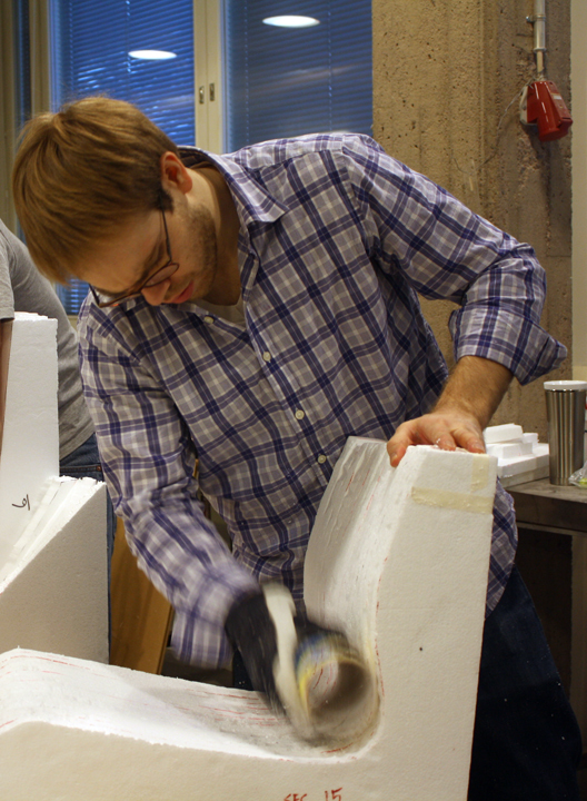 5. Alexander Morley sanding the foam mold