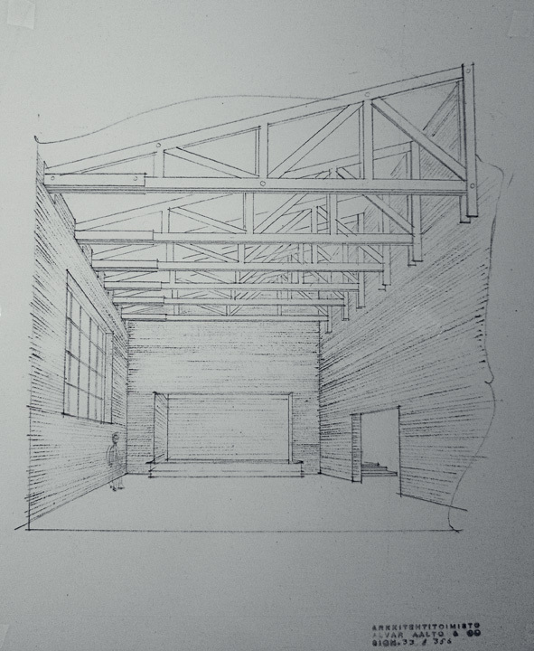 Drawing at Säynätsalo Townhall 