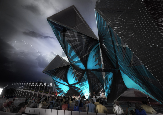 Rendering of the competition-winning SCI-Arc Graduation Pavilion 