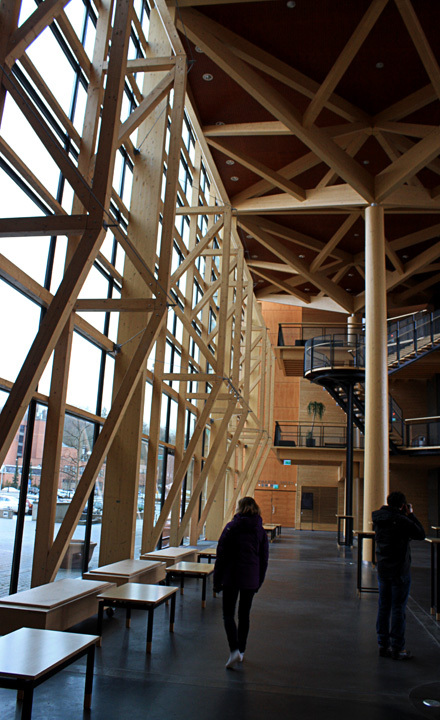 Wooden Truss in Sibelius Concert Hall in Lahti, Finland by Kimmo Lintula Architects completed in in 2000