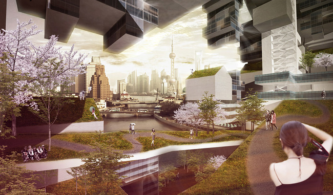 View from inside a city-cluster (Image: PinkCloud.dk)