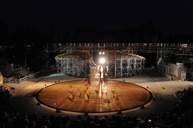 Scenography at the ancient Greek Theatre in Syracuse, Sicily by OMA (Photo: Alberto Moncada)