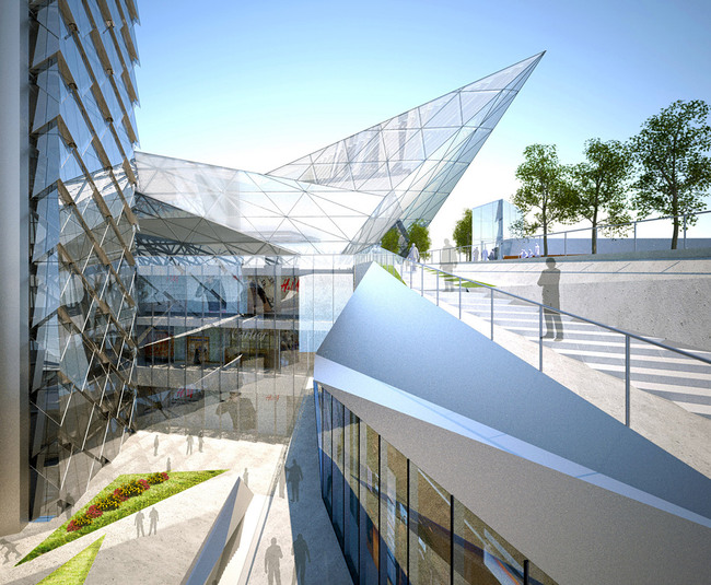 Sunken podium (Image: Adrian Smith + Gordon Gill Architecture)
