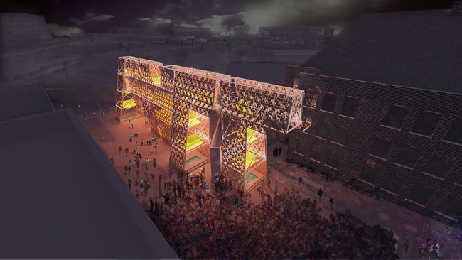 Rendering of CODA’s Party Wall. Image courtesy of CODA.
