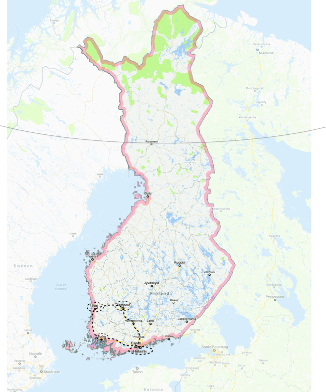 Route of the Finland West excursion. Map by Jennifer Wong.