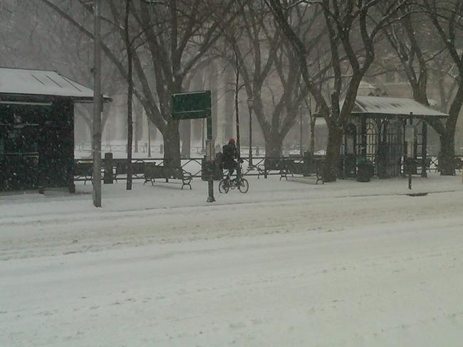 Matt battles the snow on his way to Wooster Square