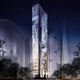 Street view, night (Image: Murphy/Jahn Architects)