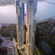 Aerial view of Tower 1 and Tower 2 (Image: Adrian Smith + Gordon Gill Architecture)