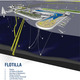 Typical flotilla of pontoons hosting waterfront programs, pipeline operations, and productive industries.