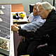 Adrian Smith and Gordon Gill with Masdar HQ model © AS+GG