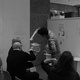 Russell presenting his model to critics Peter and Joeb