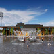 Splash pad in front of the Water Garden Pavilion