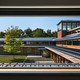 Roof-mounted solar-thermal panels, which heat water at Choate Rosemary Hall. It is one of more than a dozen tactics that the Kohler Environmental Center uses to reduce energy use to net zero. Photographer: Peter Aaron/Robert A. M. Stern Architects 
