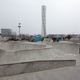 Turning Torso in the background of a community skate park