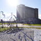 Empty Pavilion with Michigan Central Station in the background