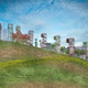 Line of wind towers emphasizing the contours of the landscape